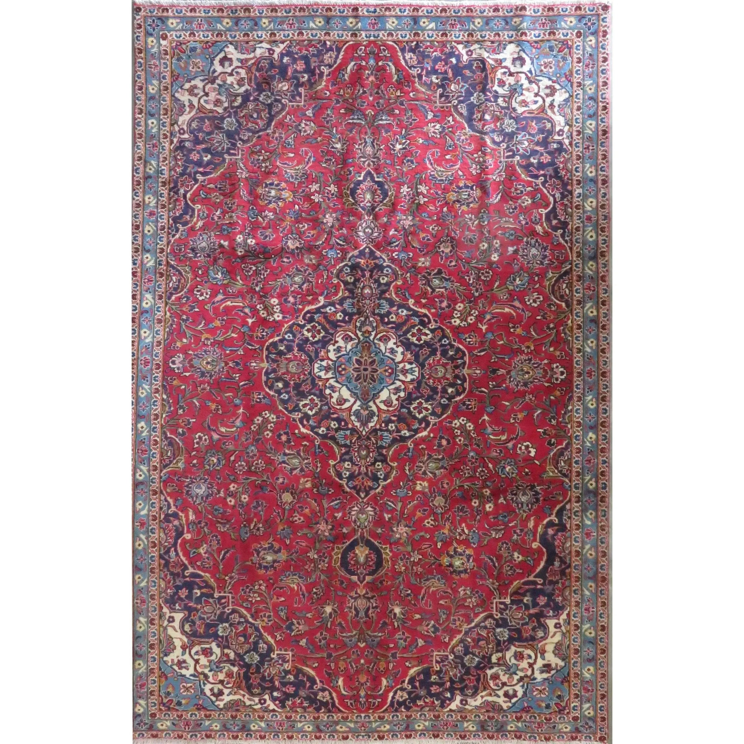 One Of The Kind Hand-Knotted Persian Wool Rug _ Luxurious Vintage Design, 10'7" X 6'7", Artisan Crafted